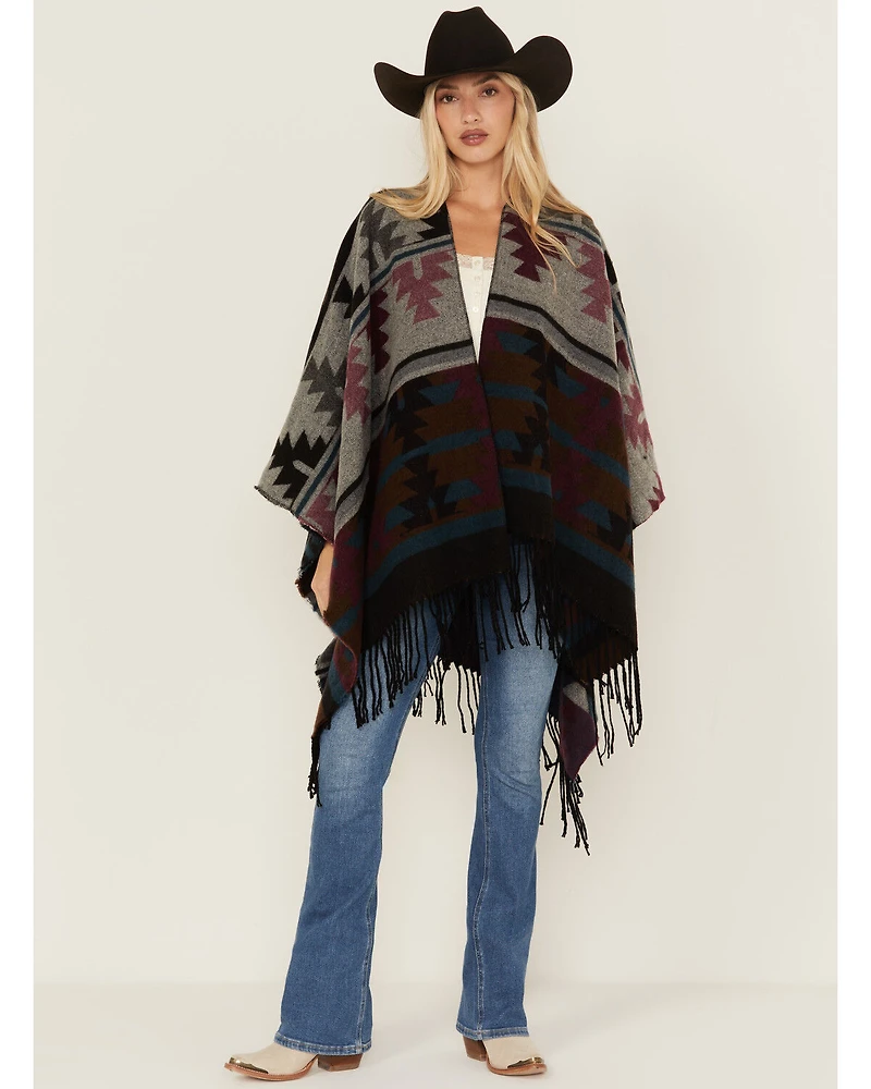 Shyanne Women's Southwestern Print Fringe Blanket Shawl