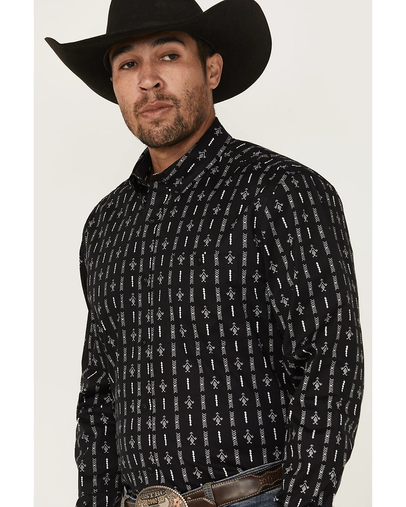 RANK 45® Tiki Room Striped Print Long Sleeve Button-Down Stretch Western Shirt