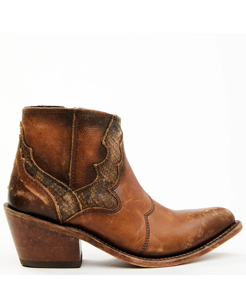 Liberty Black Women's Mosil Faux Snake Zipper Western Fashion Booties - Round Toe