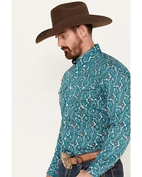 Roper Men's Amarillo Paisley Print Long Sleeve Button-Down Western Shirt