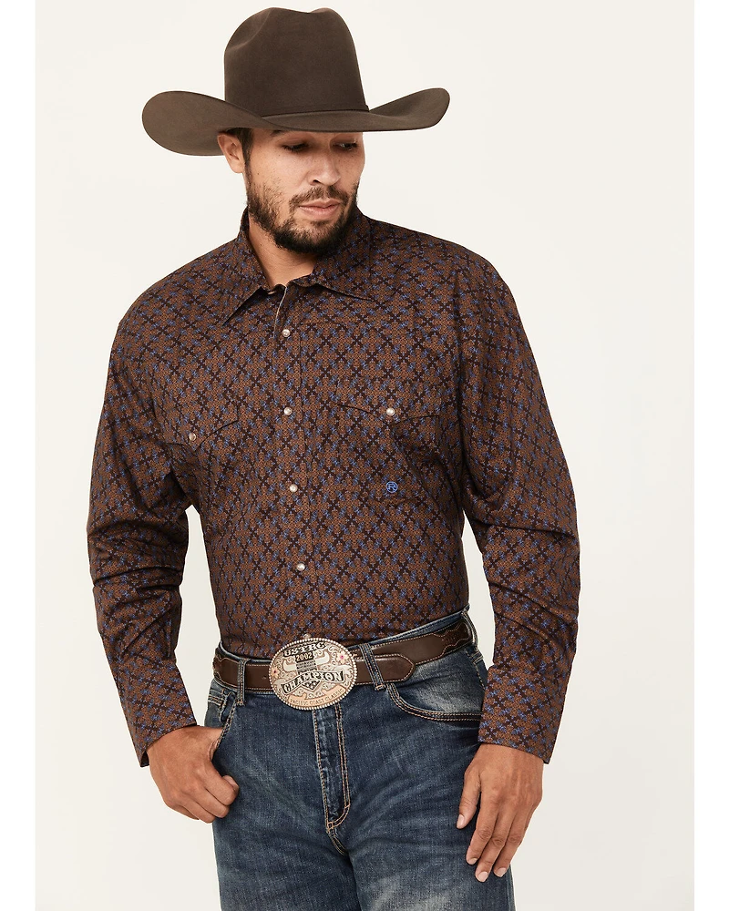 Roper Men's Amarillo Medallion Print Long Sleeve Pearl Snap Western Shirt
