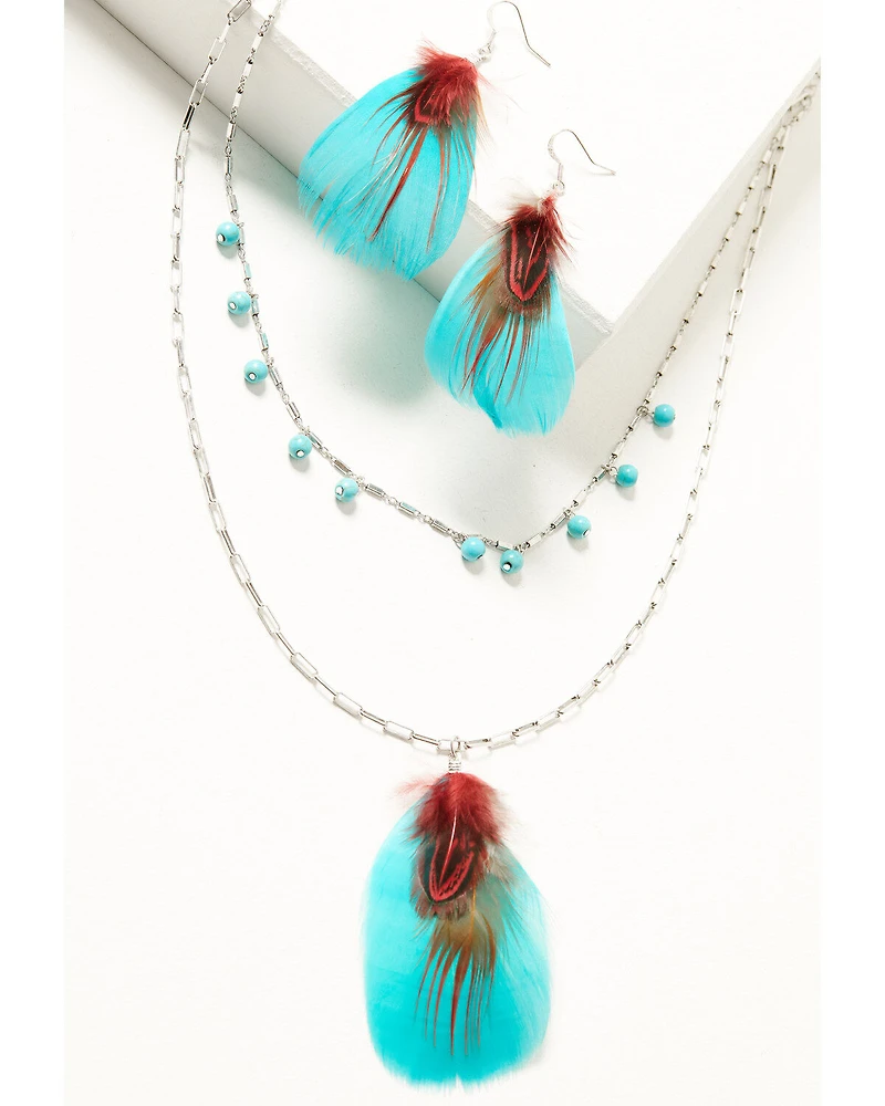 Shyanne Women's Silver Dakota Feather Jewelry Set - 2 Piece