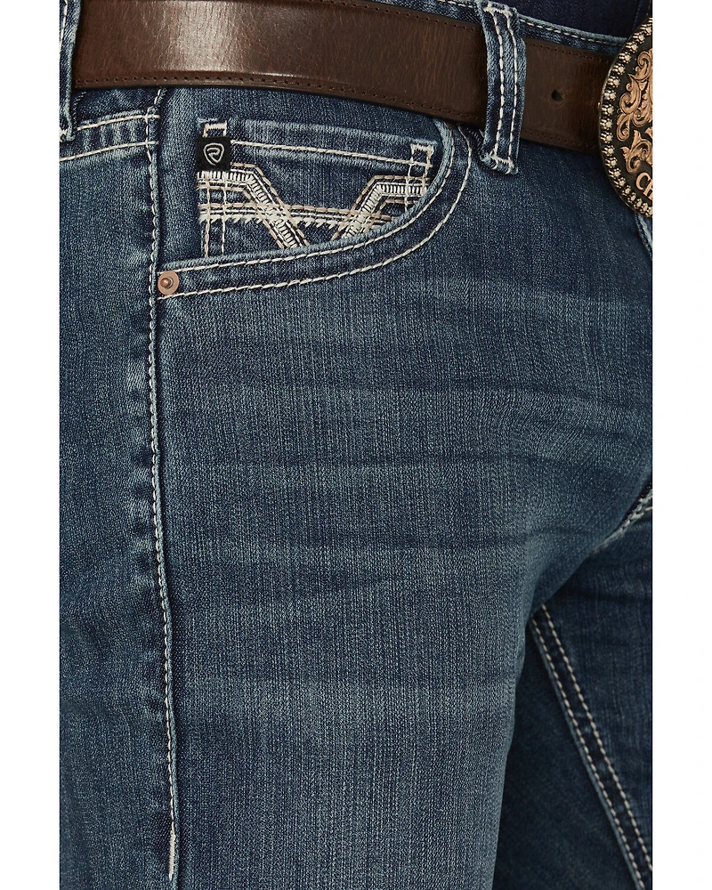 Rock & Roll Denim Men's Revolver Medium Wash Slim Straight Stretch Jeans