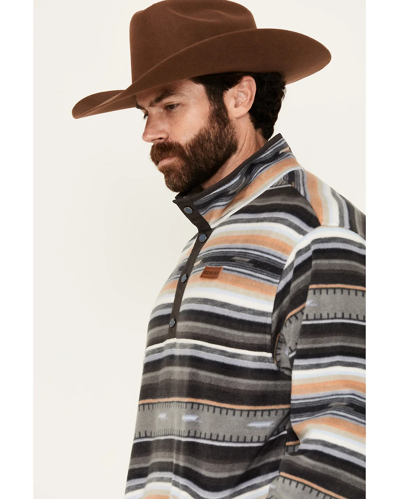 Cinch Men's Striped Print Quarter Snap Long Sleeve Pullover