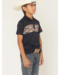 RANK 45® Boys' Southwestern Border Short Sleeve Button-Down Polo Shirt
