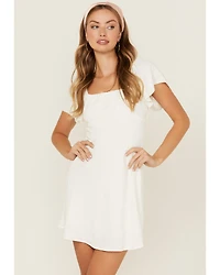 Originality Women's Emma Flutter Sleeve Tie Back Mini Dress