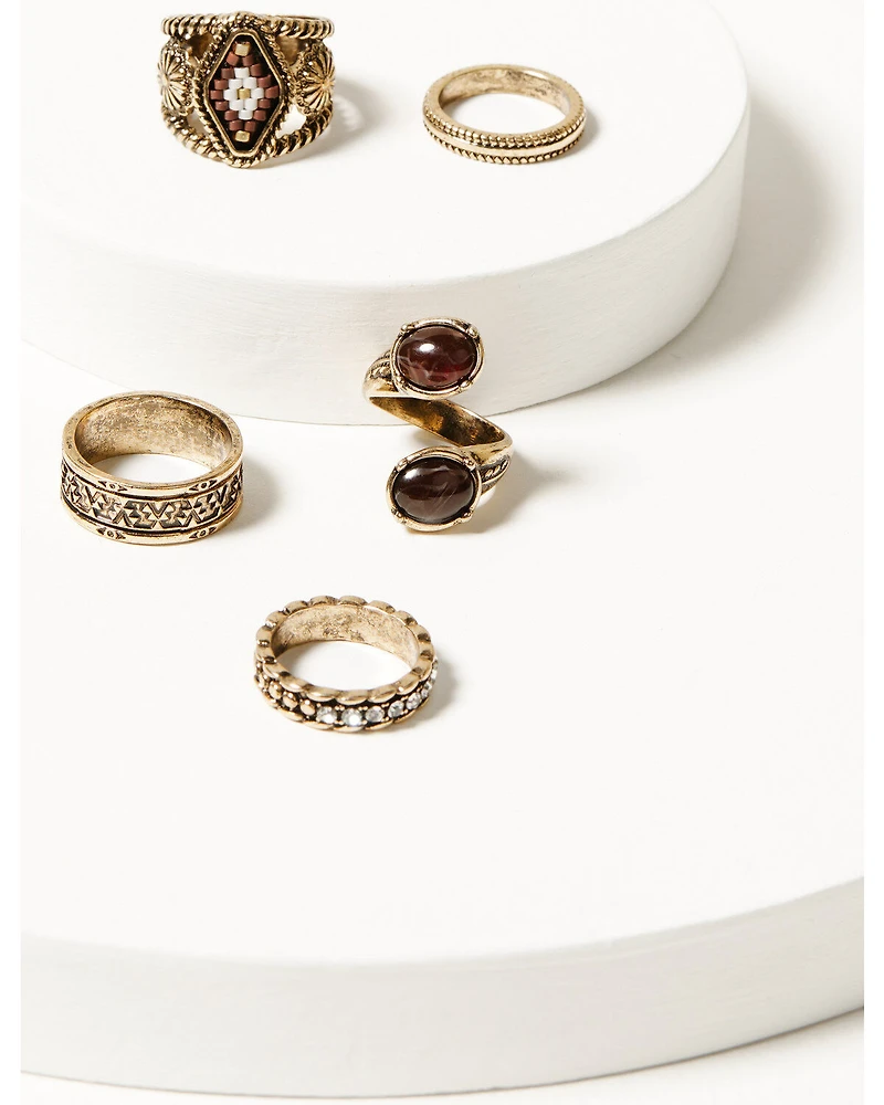 Shyanne Women's Summer Moon Antique Gemstone Ring Set