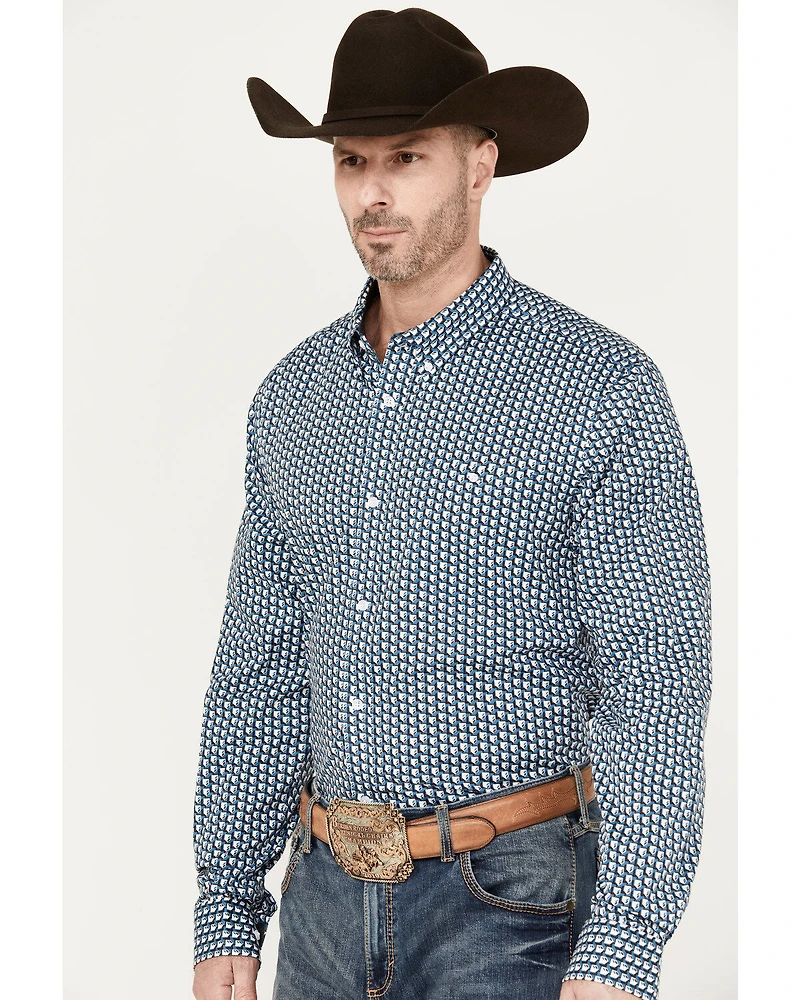 RANK 45® Men's Chute Gate Geo Print Long Sleeve Button-Down Western Shirt