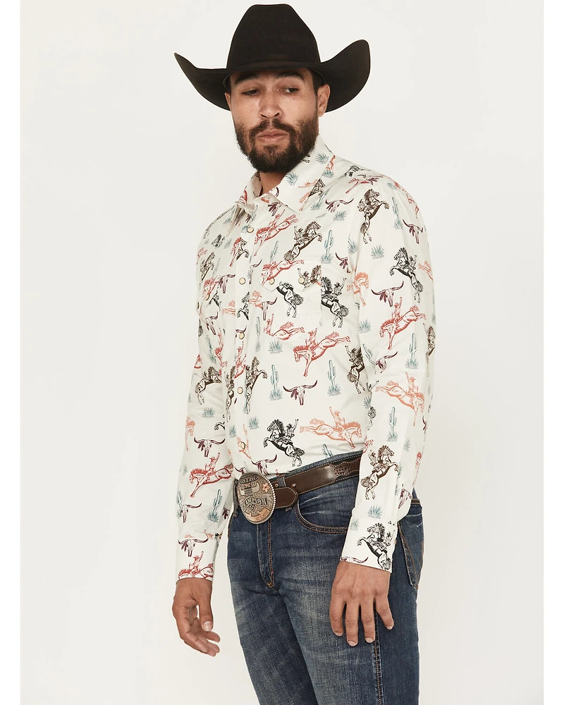 Rock & Roll Denim Men's Bronc Long Sleeve Snap Stretch Western Shirt