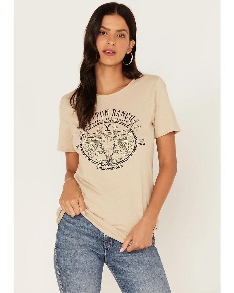 Paramount Network's Yellowstone Women's Ivory Steerhead Rope Graphic Tee