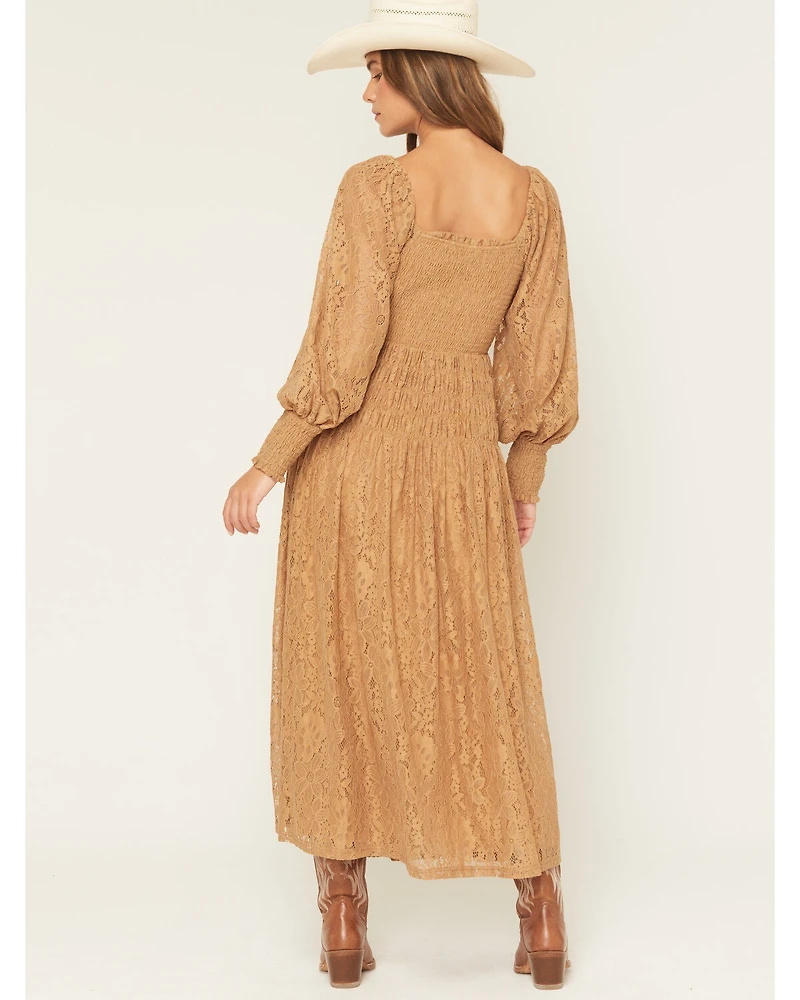 Listicle Women's Lace Long Sleeve Midi Dress