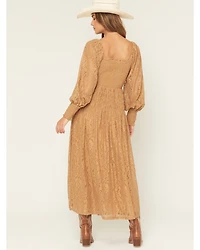 Listicle Women's Lace Long Sleeve Midi Dress