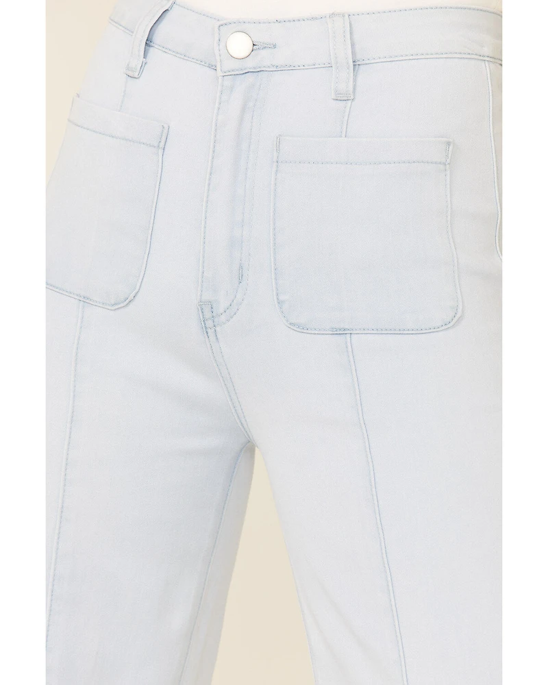 Flying Tomato Women's Front Pocket Flare Leg Jeans