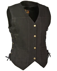 Milwaukee Leather Women's 6 Pocket Side Lace Denim Vest