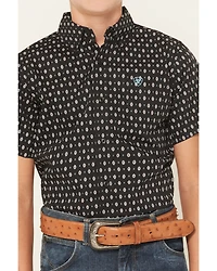 Ariat Boys' Southwestern Geo Print Short Sleeve Button-Down Western Shirt