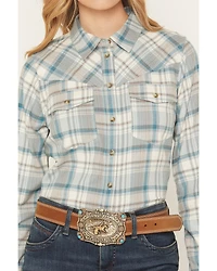 Shyanne Women's Plaid Print Long Sleeve Button-Down Flannel Shirt