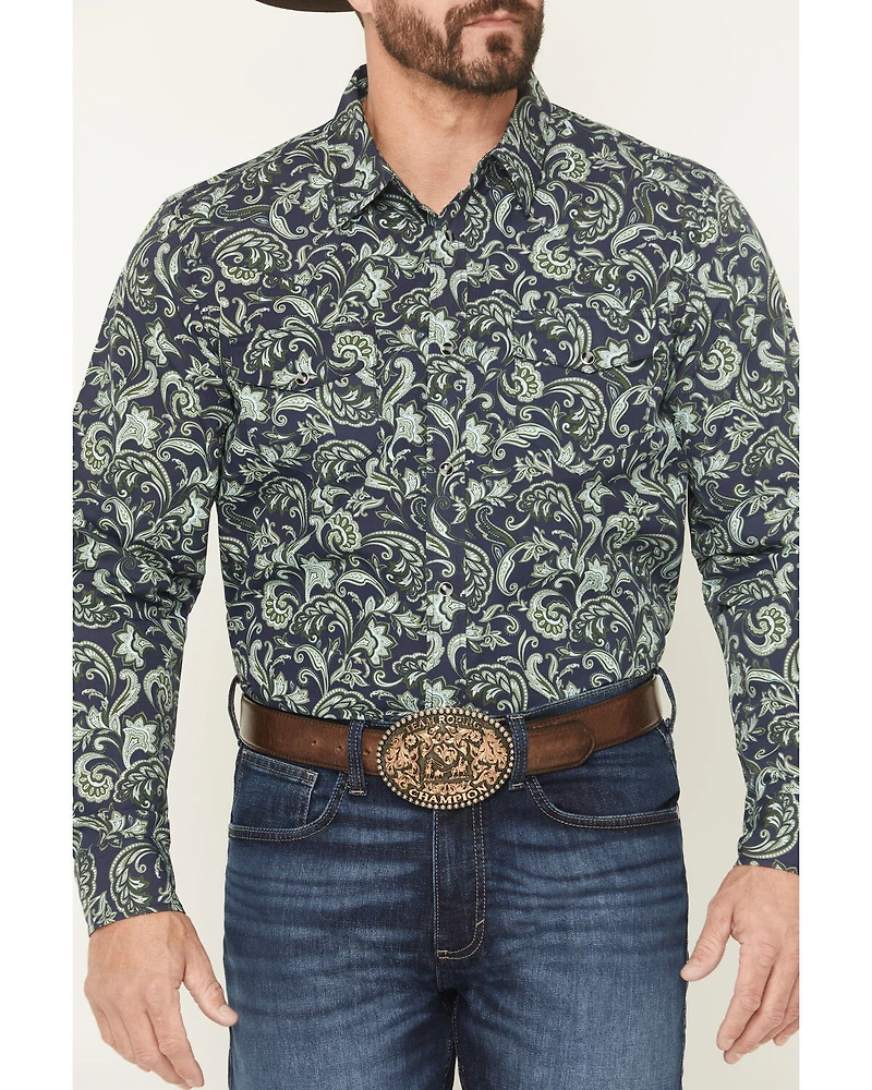 Gibson Trading Co Men's Hubert Floral Print Long Sleeve Snap Stretch Western Shirt