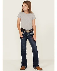 Shyanne Girls' Dark Wash Horseshoe Pocket Bootcut Stretch Denim Jeans