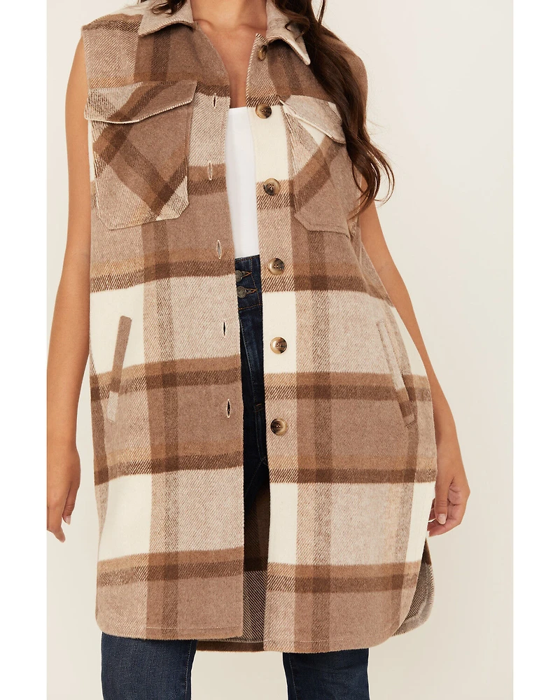 26 International Women's Plaid Print Long Vest