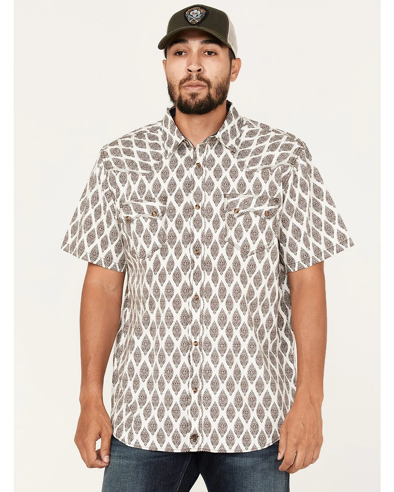 Moonshine Spirit Men's Bar Stool Floral Geo Print Snap Western Shirt
