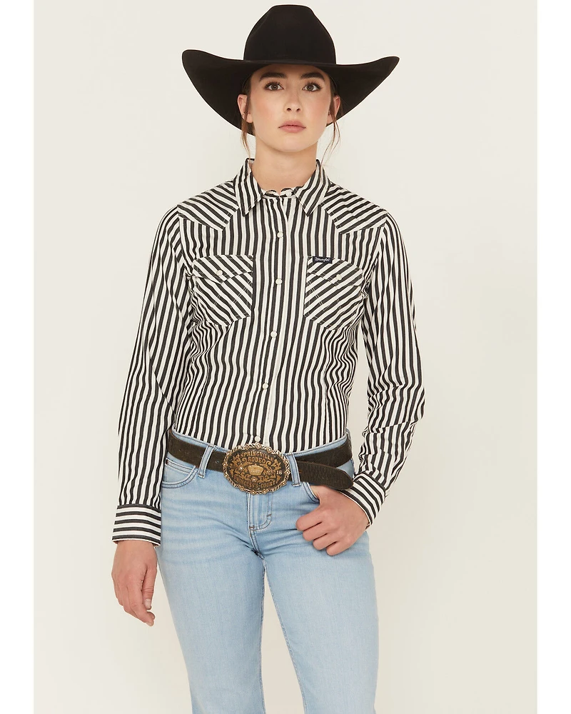 Wrangler Retro Women's Striped Long Sleeve Snap Western Shirt