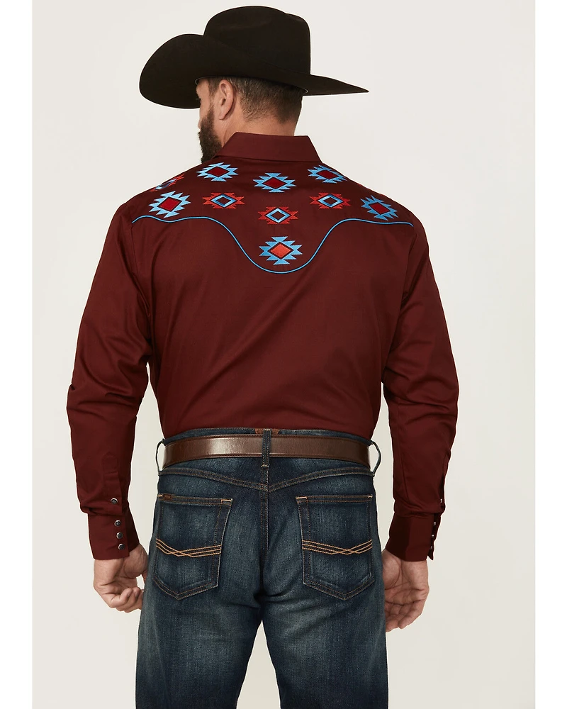 Rodeo Clothing Men's Embroidered Yoke Long Sleeve Snap Western Shirt