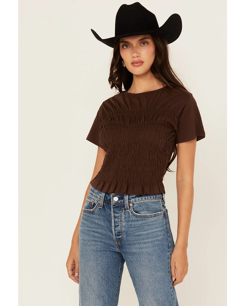 Cleo + Wolf Women's Shirred Short Sleeve Shirt