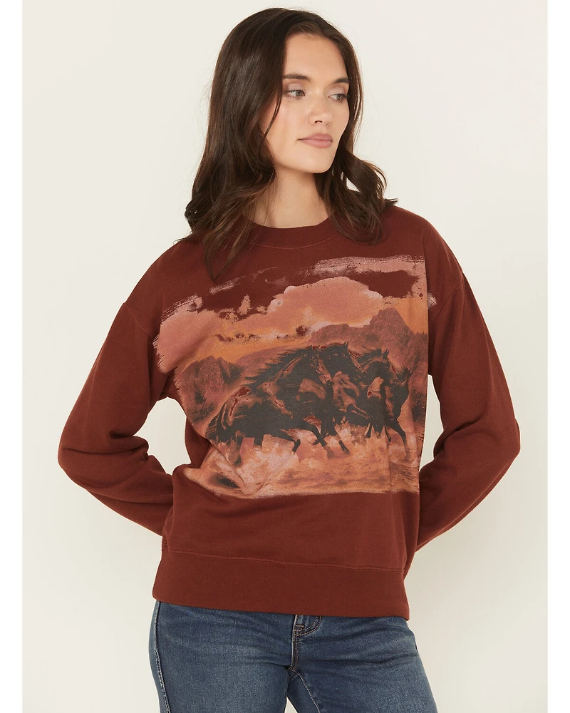 Shyanne Women's Running Horses Loose Fit Graphic Sweatshirt