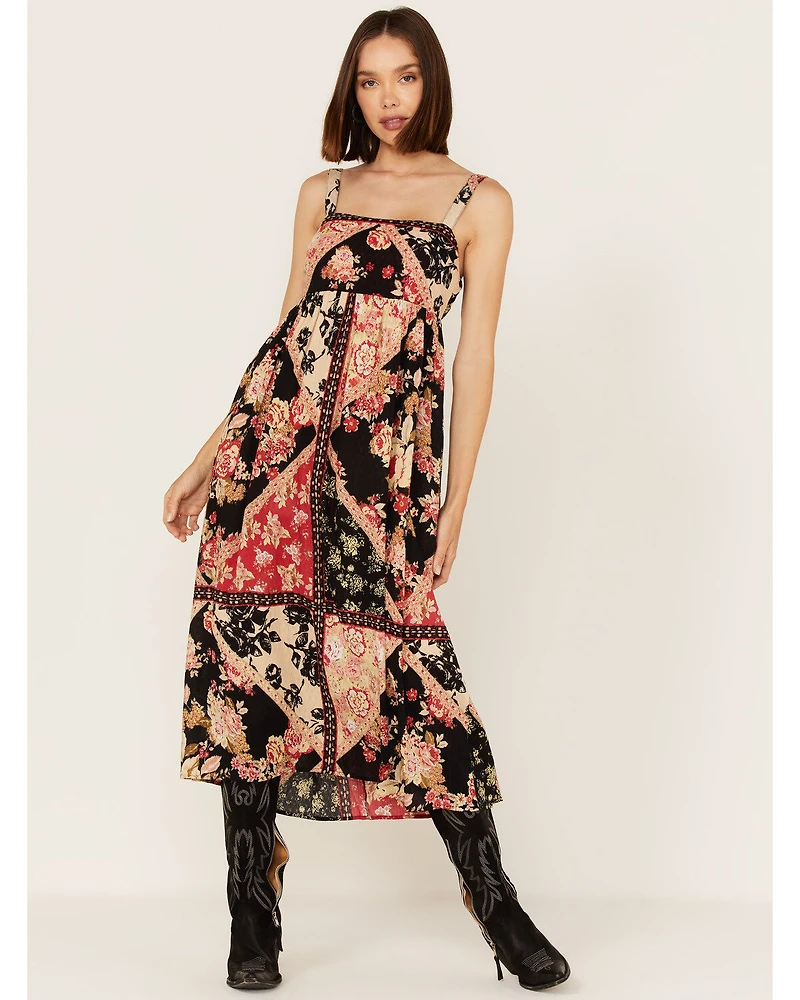 Band Of The Free Women's Anthem Sun Patchwork Floral Print Sleeveless Midi Dress