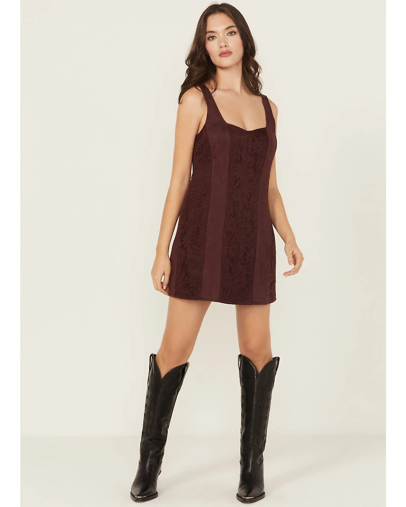 Shyanne Women's Faux Suede Lace Tank Mini Dress