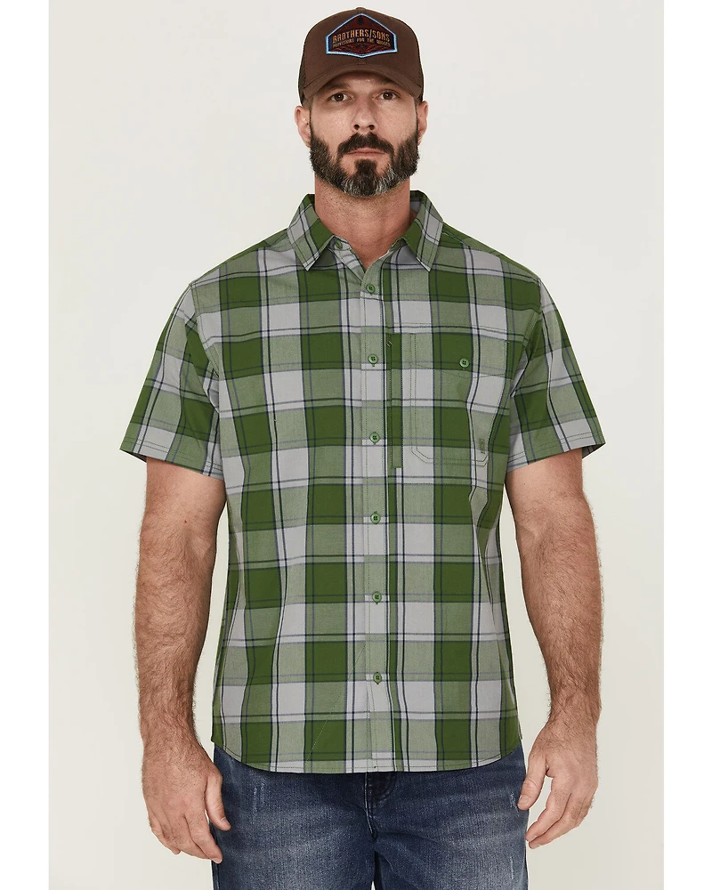 Brothers and Sons Men's Performance Large Plaid Short Sleeve Button-Down Western Shirt