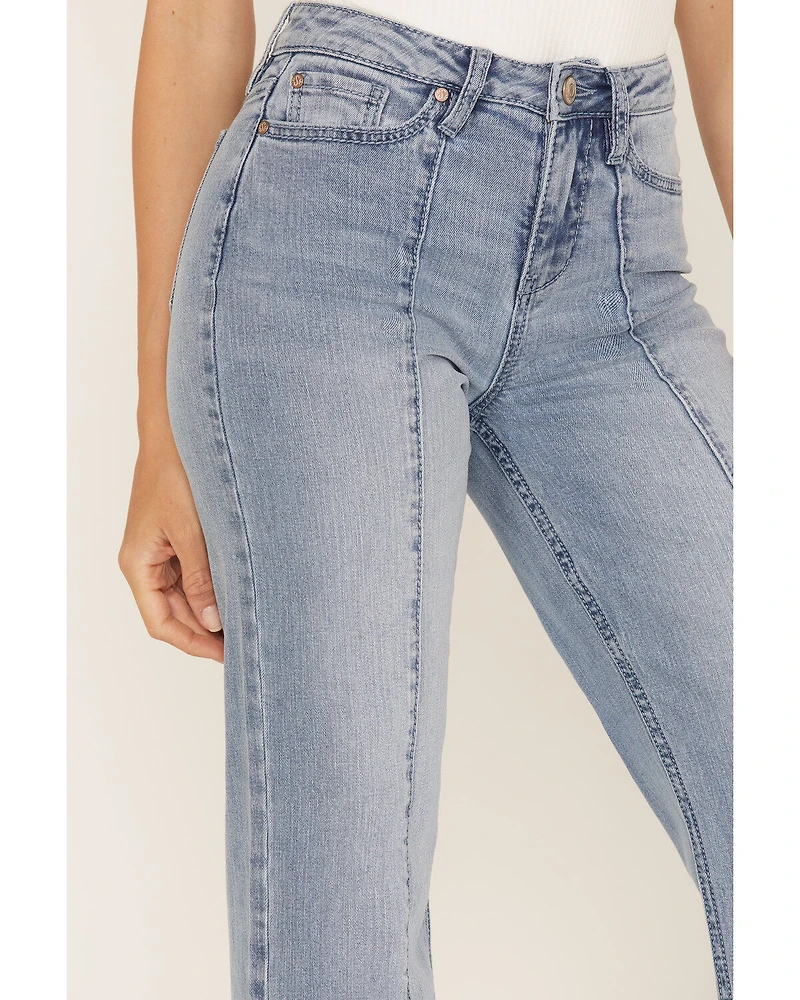 Shyanne Women's Light Wash High Rise Seamed Flare Jeans
