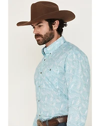 Wrangler Men's Paisley Print Long Sleeve Button-Down Stretch Western Shirt
