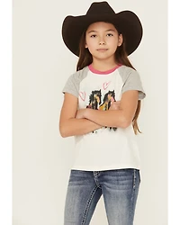 Rock & Roll Denim Girls' Horses Heart Short Sleeve Graphic Tee