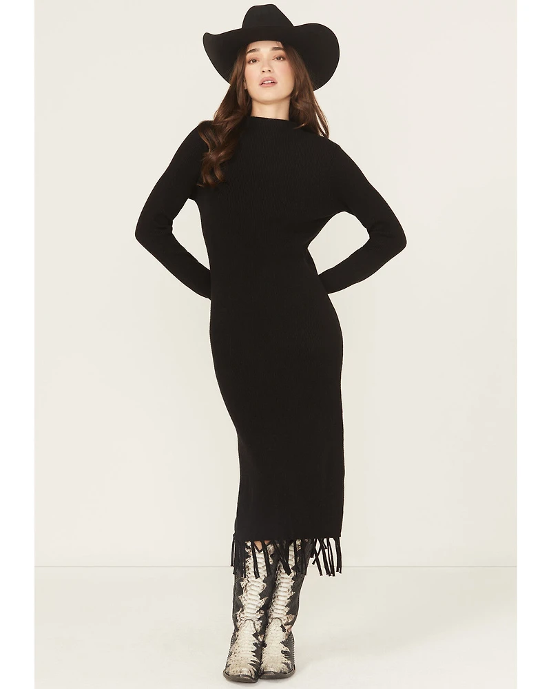 Ariat Women's Alicia Long Sleeve Fringe Sweater Midi Dress