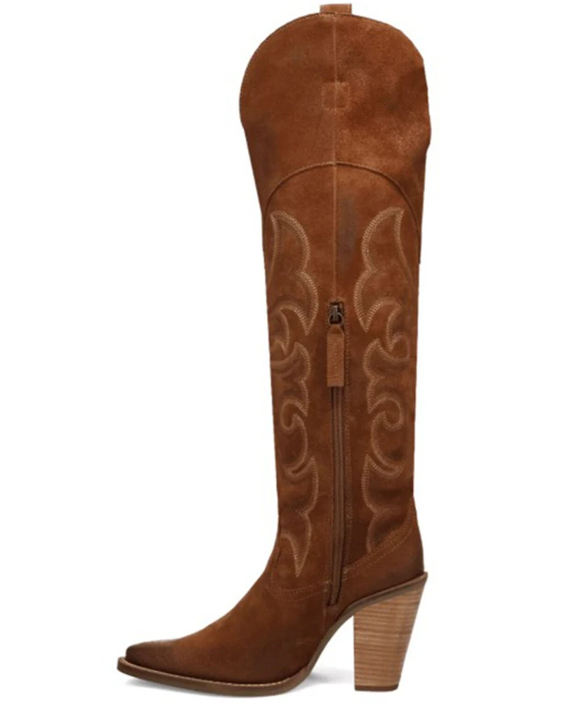 Dingo Women's Primadonna Suede Tall Western Boots - Round Toe