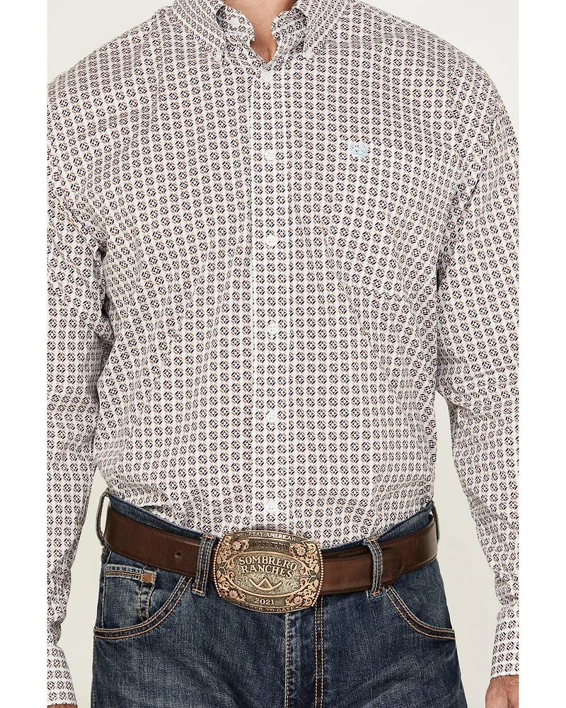 Cinch Men's Geo Print Long Sleeve Button-Down Stretch Western Shirt
