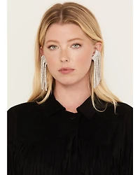 Wonderwest Women's Rhinestone Fringe Ear Crawler Earrings
