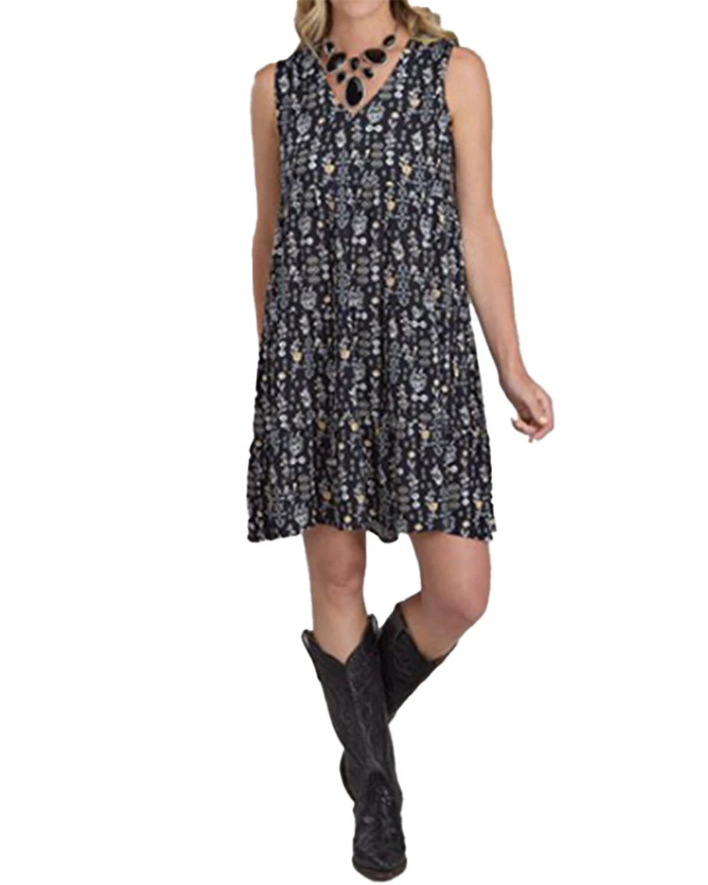 Roper Women's Floral Print Sleeveless Mini Dress