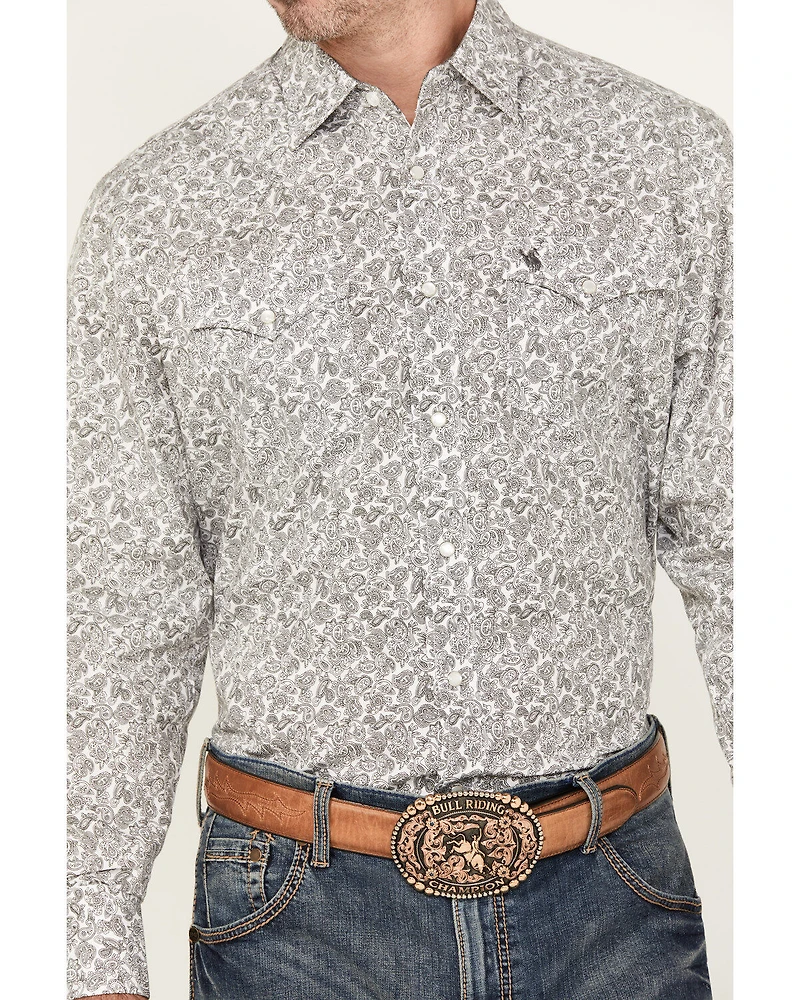 Rodeo Clothing Men's Paisley Print Long Sleeve Pearl Snap Western Shirt