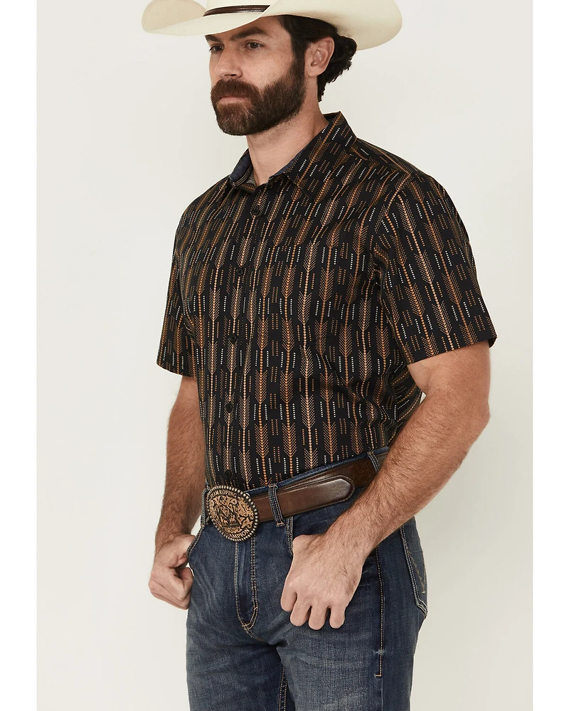 Cody James Men's Cactus Dobby Striped Print Short Sleeve Button-Down Stretch Western Shirt