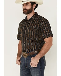 Cody James Men's Cactus Dobby Striped Print Short Sleeve Button-Down Stretch Western Shirt