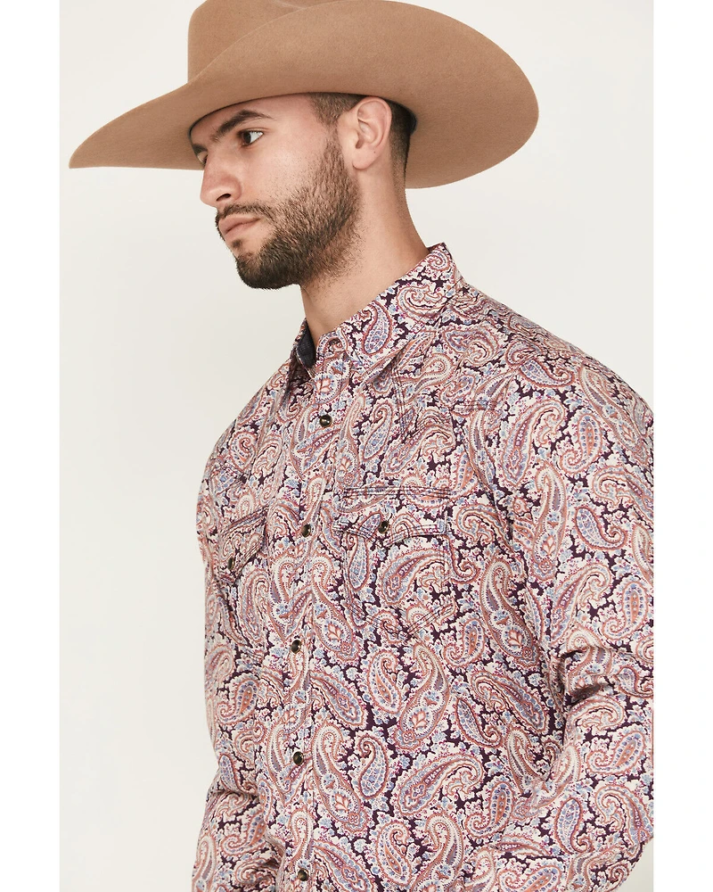Moonshine Spirit Men's Opre Paisley Print Long Sleeve Snap Western Shirt