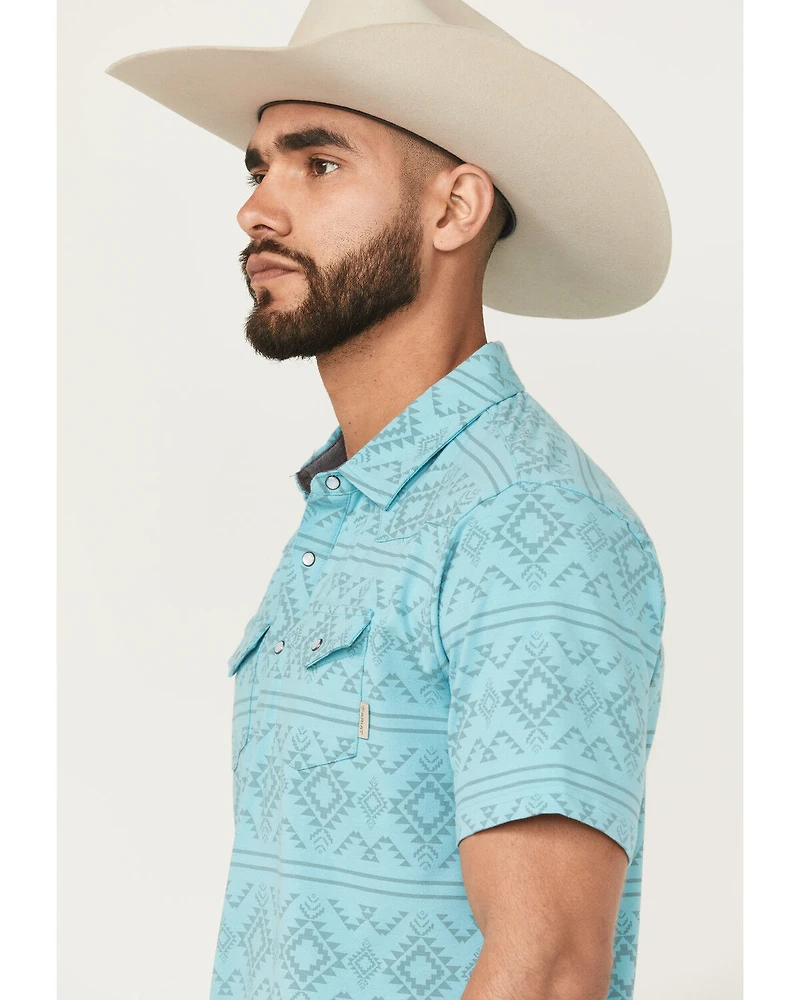 Ariat Men's Retro Southwestern Short Sleeve Pearl Snap Polo Shirt