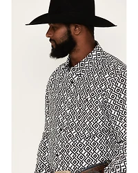 RANK 45® Men's Dillinger Geo Print Long Sleeve Button-Down Stretch Western Shirt