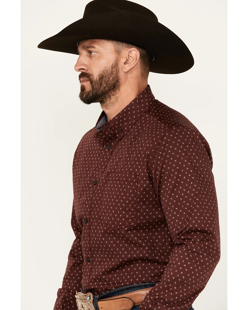 Cody James Men's Williams Mini Floral Print Long Sleeve Button-Down Stretch Western Shirt