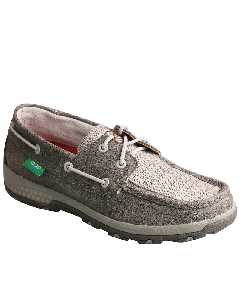 Twisted X Women's Silver CellStretch Boat Shoes - Moc Toe