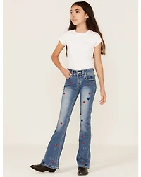 Shyanne Girls' Americana Star Light Wash Flare Jeans