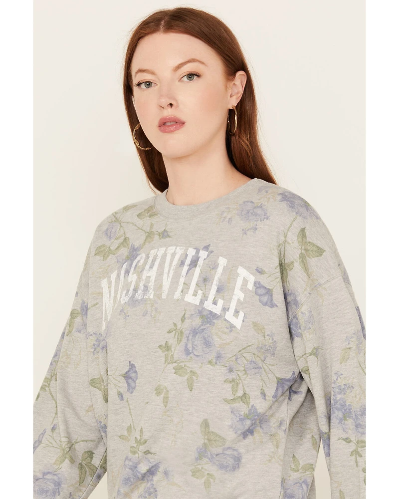 Originality Women's Nashville Floral Print Long Sleeve Shirt