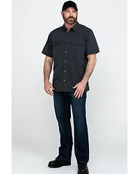 Hawx Men's Charcoal Solid Yarn Dye Two Pocket Short Sleeve Work Shirt - Big